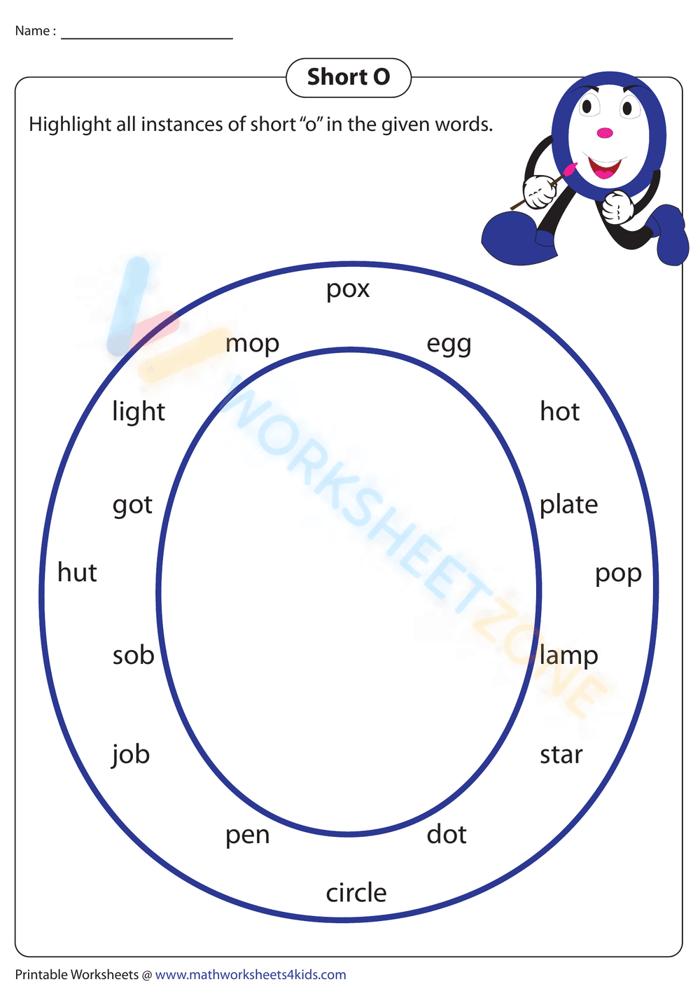 Highlight short O words - Page 1