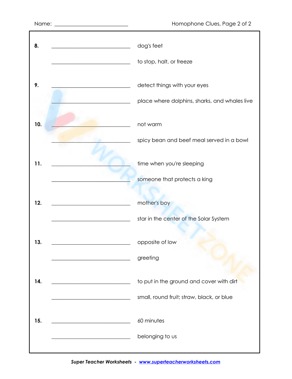 homophones worksheet 1 - Page 2