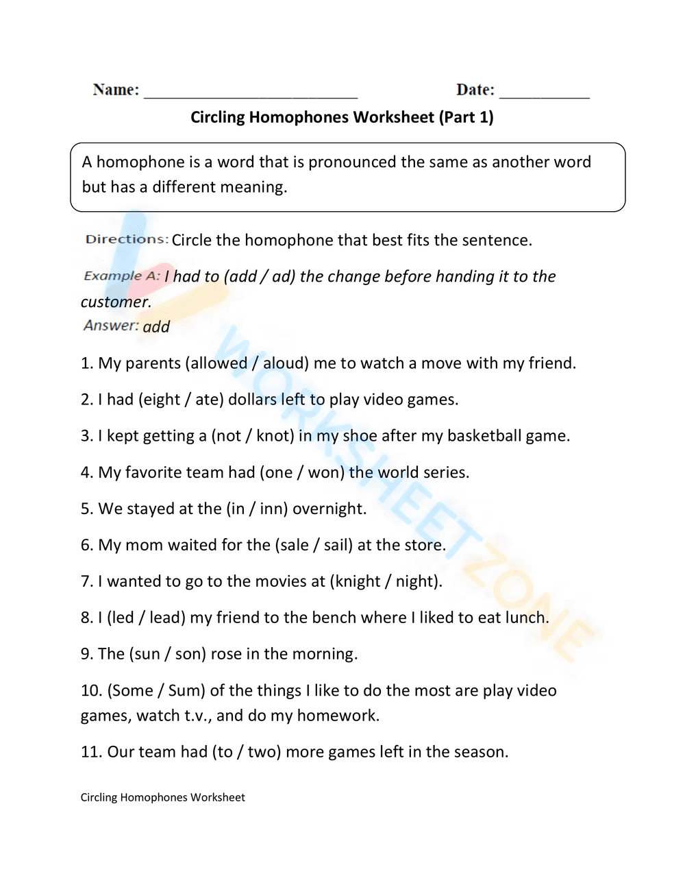 homophones worksheet 13 - Page 1