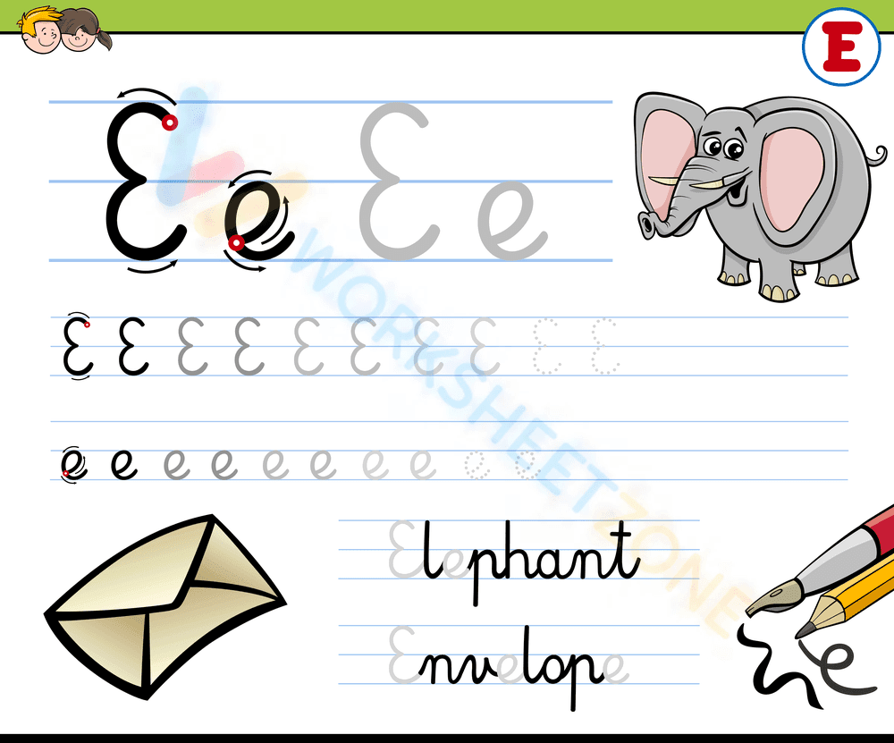 letter e beginning sound worksheets 1 - Page 1