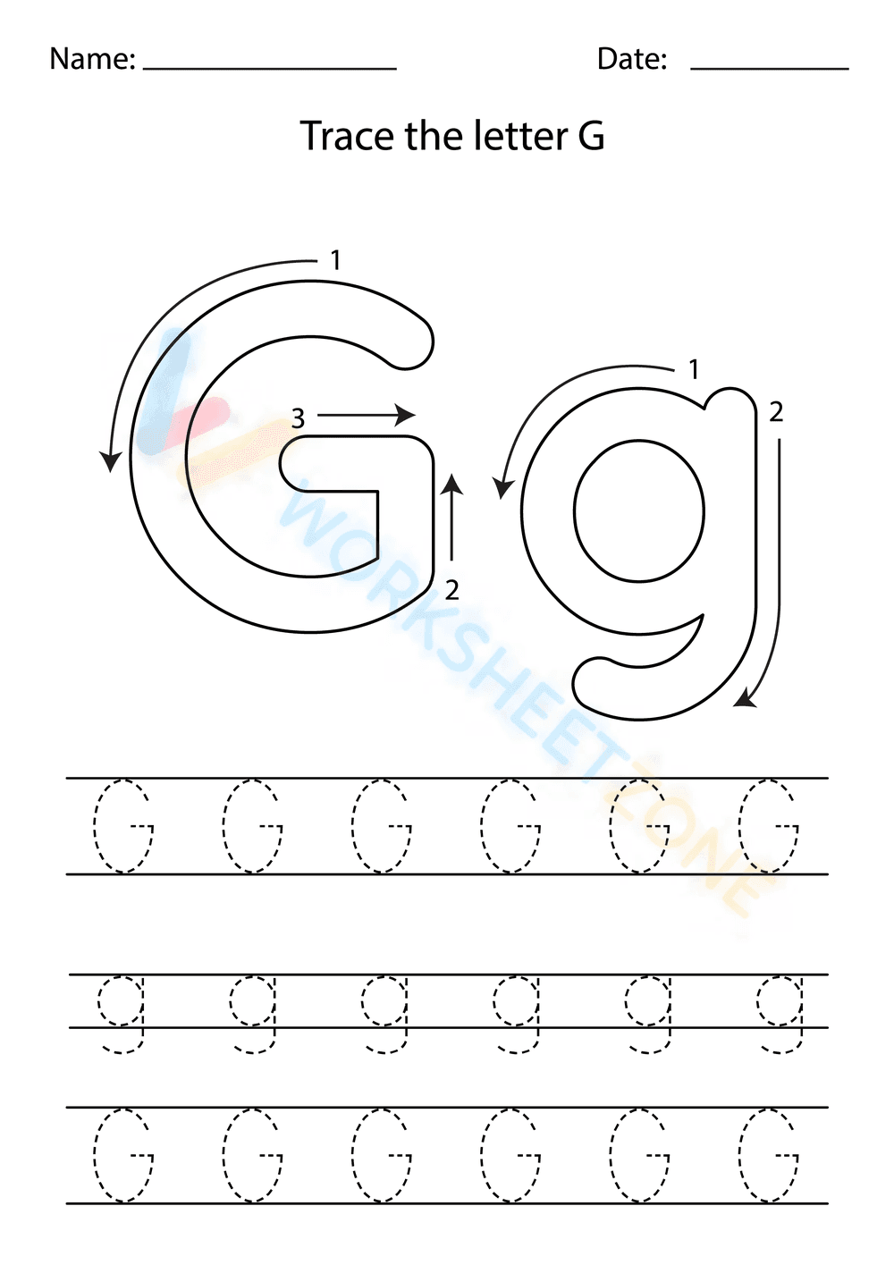 Letter G - Uppercase and Lowercase - Page 1
