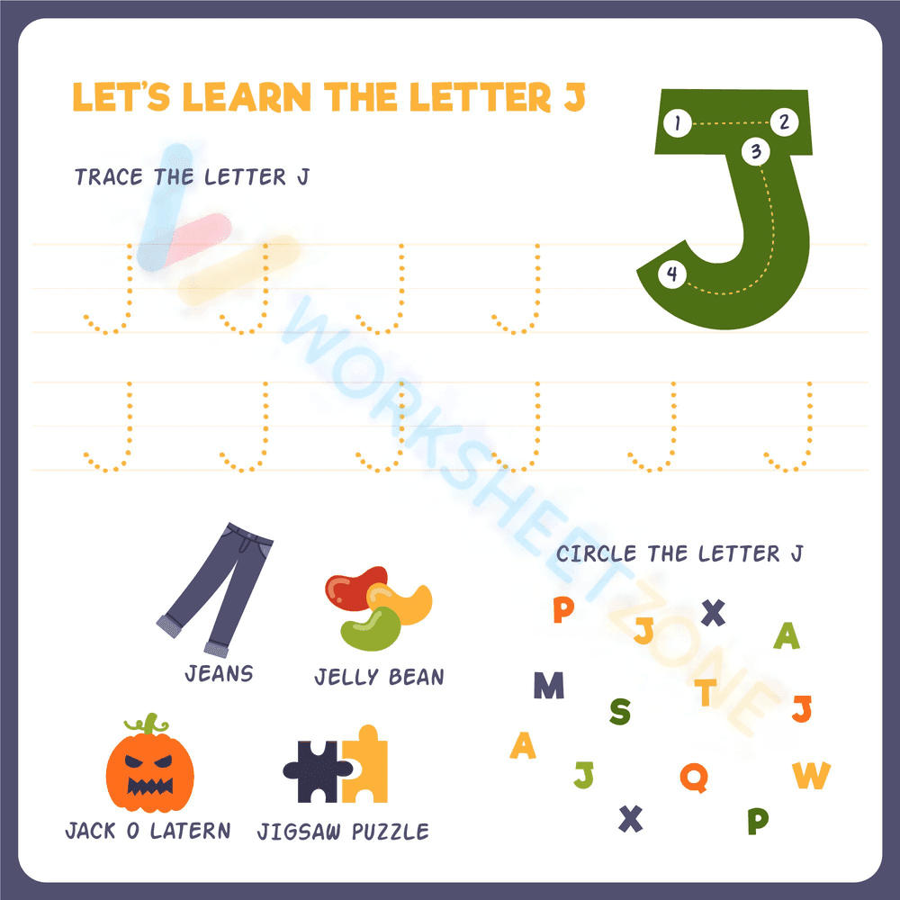 letter j beginning sound worksheets 11 - Page 1