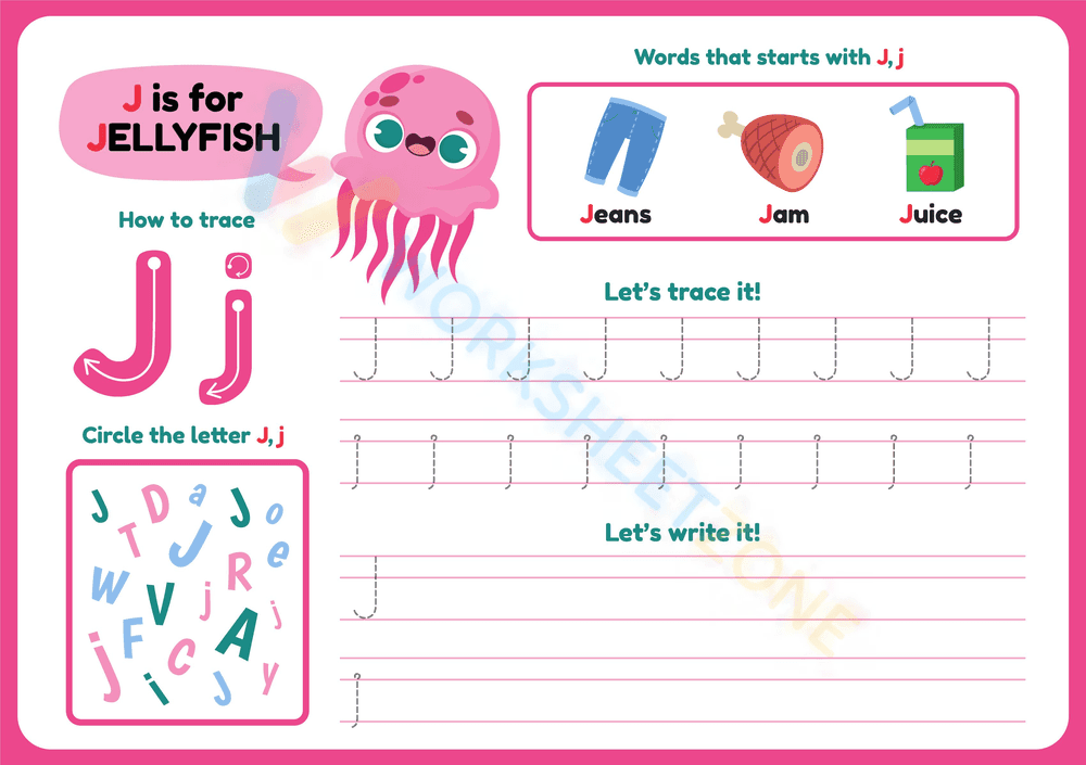 letter j beginning sound worksheets 15 - Page 1