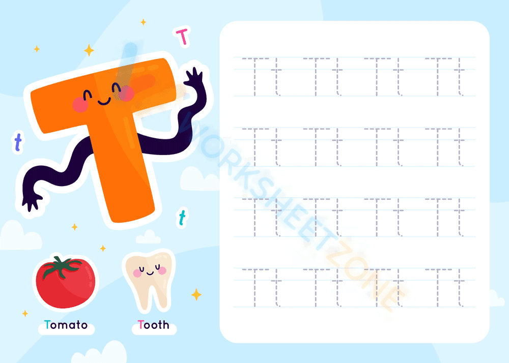 letter t beginning sound worksheets 1 - Page 1