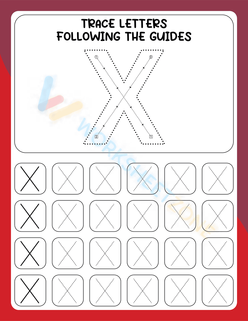 letter x beginning sound worksheets 3 - Page 1