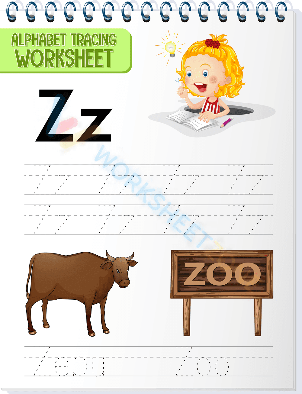 letter z beginning sound worksheets 1 - Page 1
