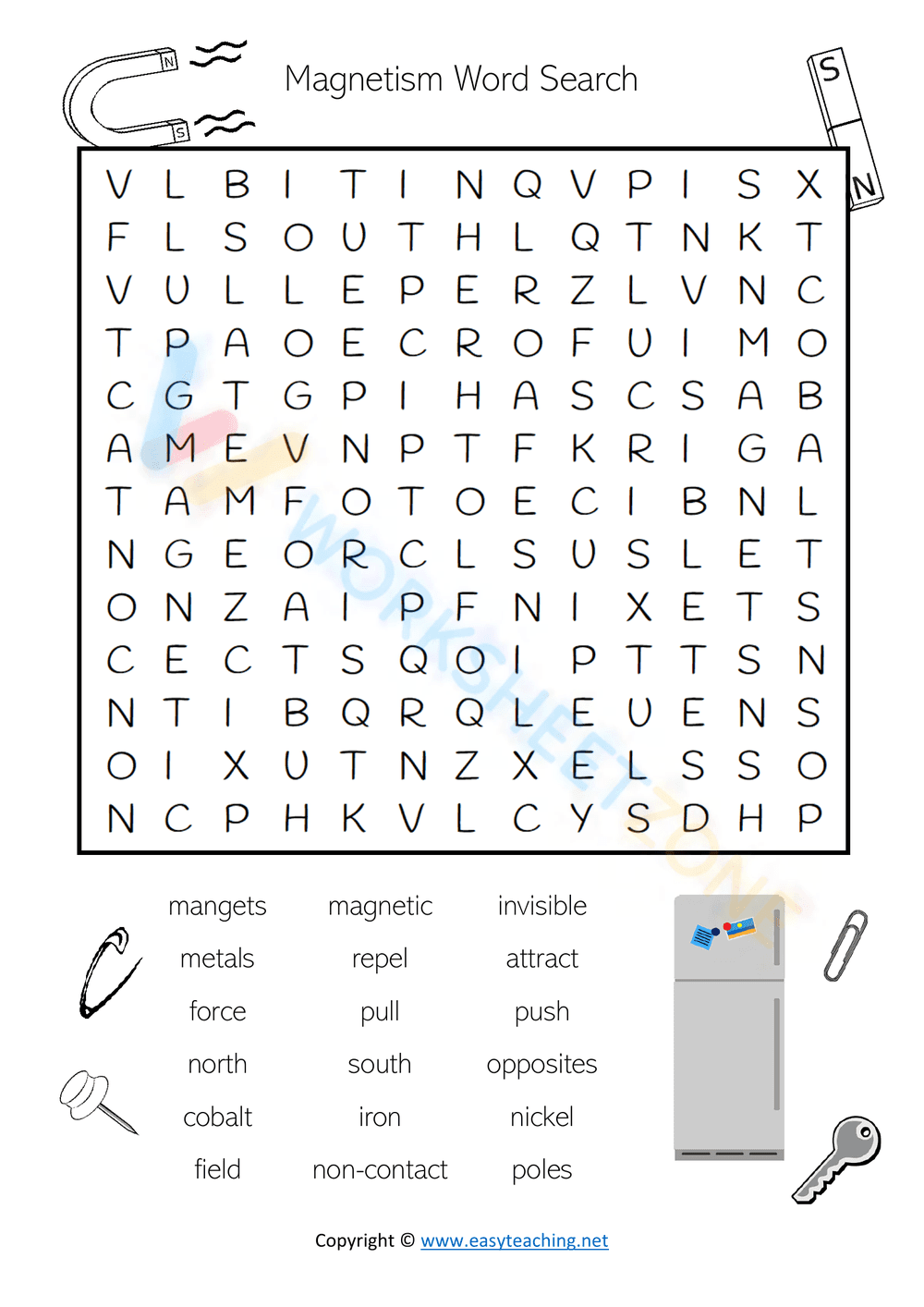 Magnetism Word Search - Page 1