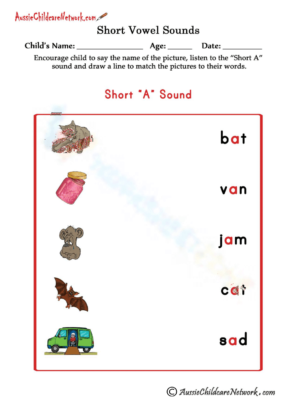 Matching short A vowels - Page 1