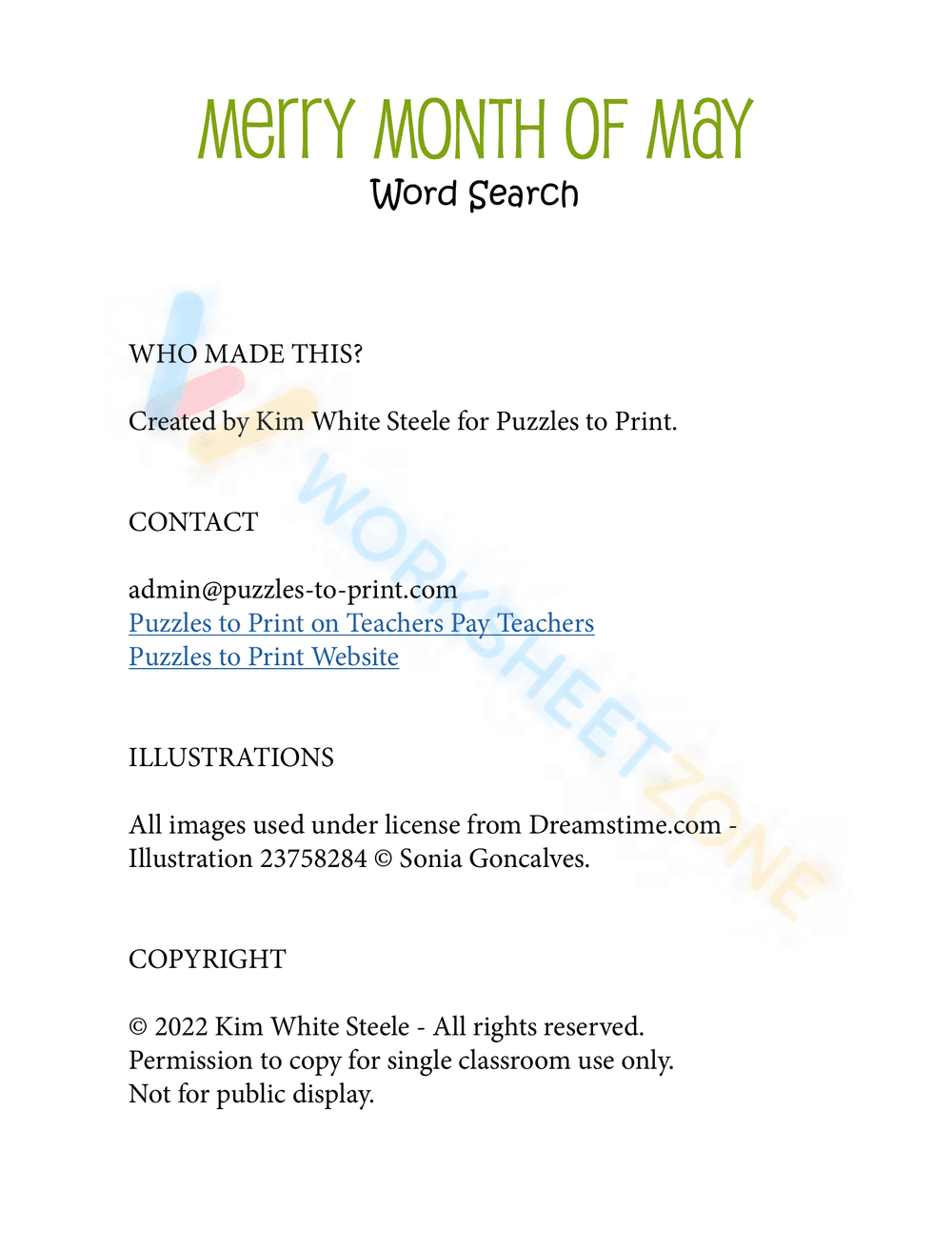 may word search printable 1 - Page 1