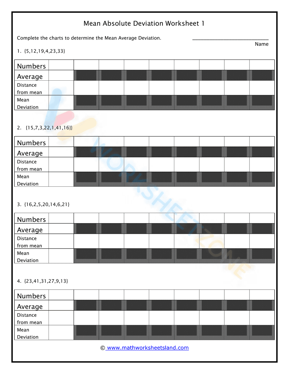 Practice Mean Absolute Deviation with this Worksheet - Page 1