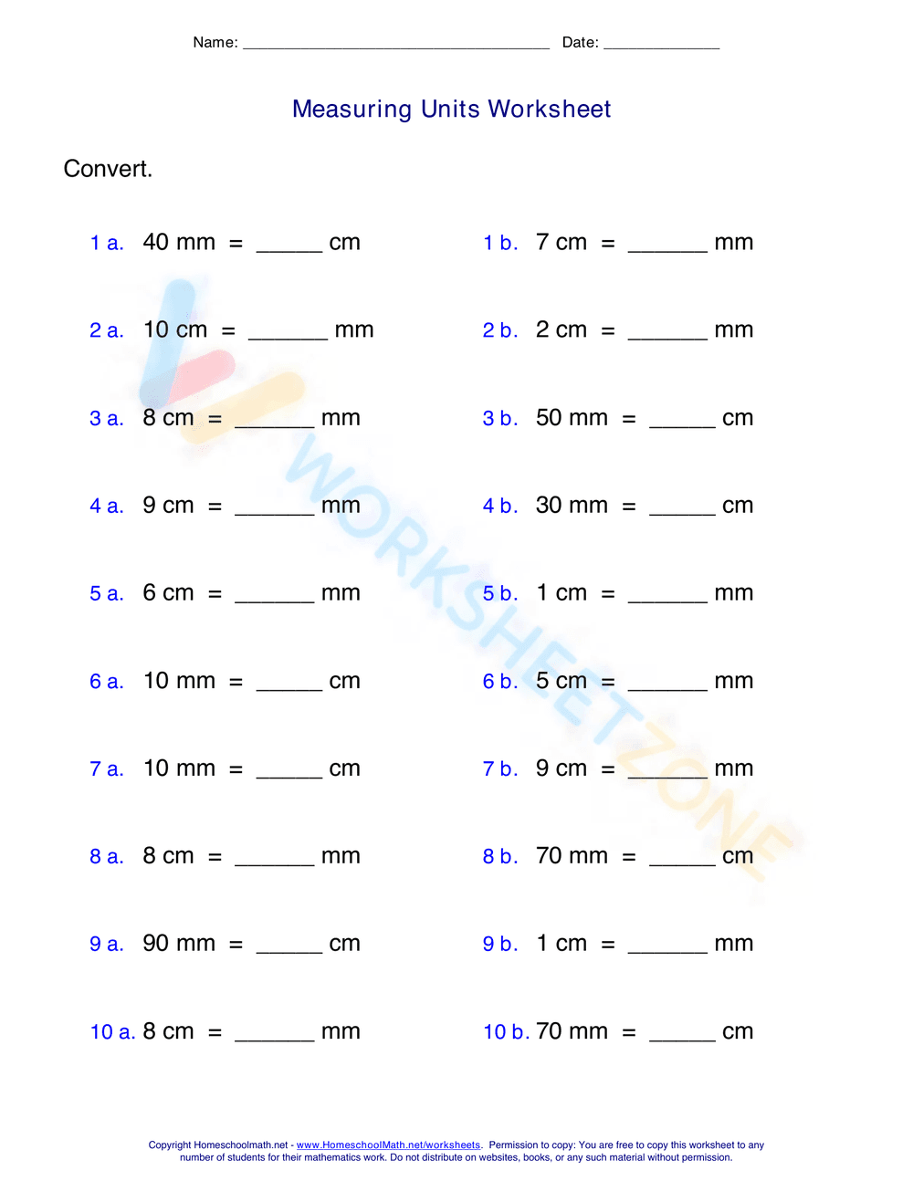Measuring Units Worksheet 1 - Page 1