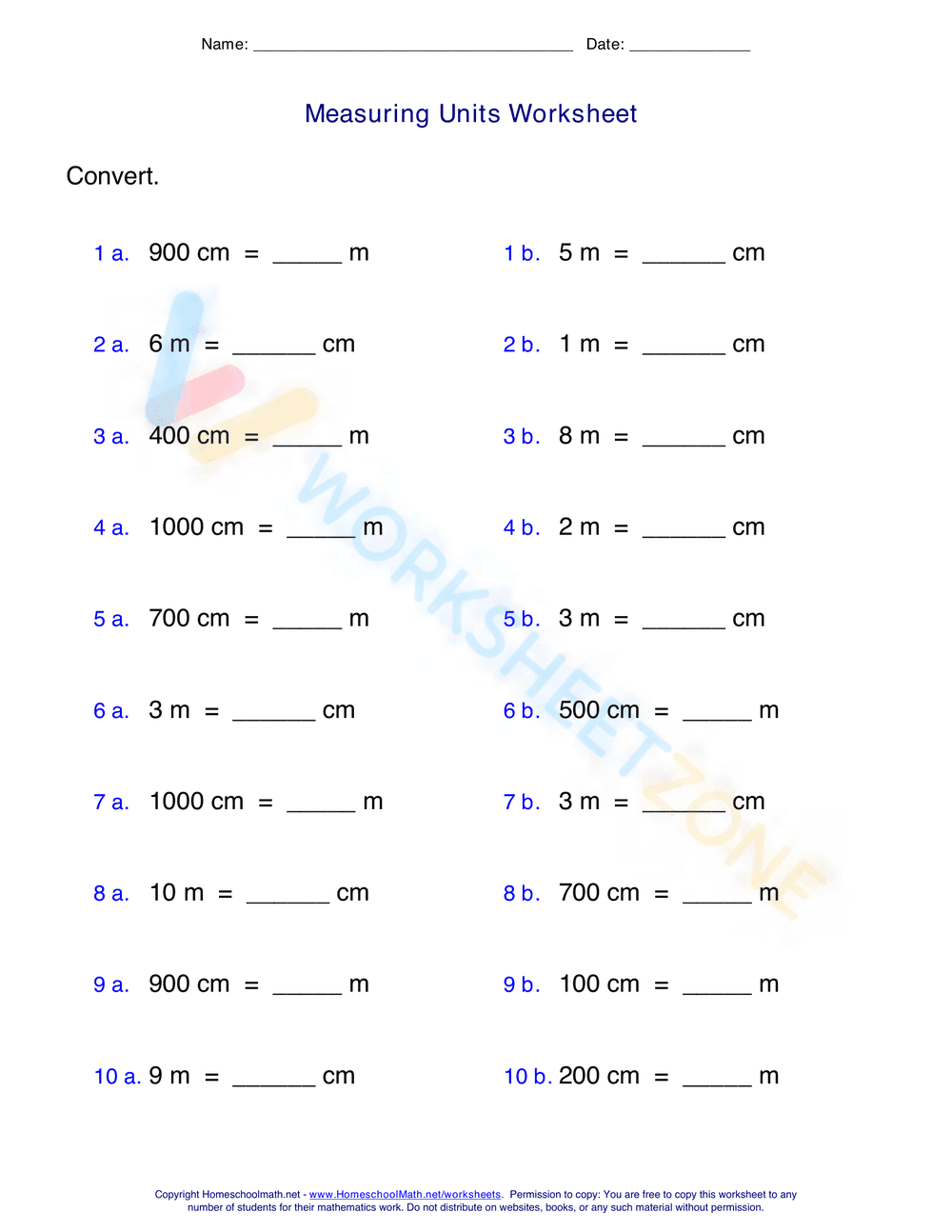 Measuring Units Worksheet 2 - Page 1