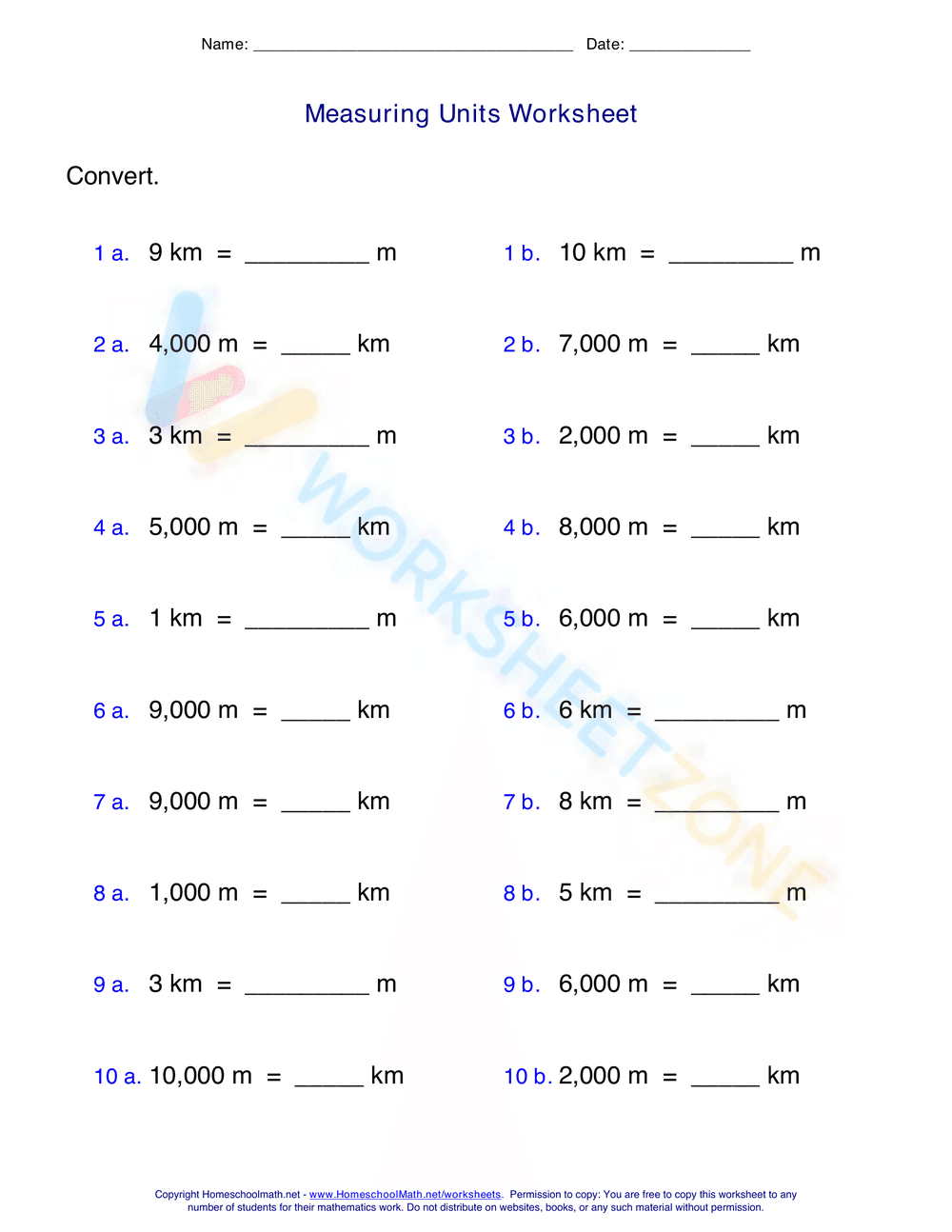 Measuring Units Worksheet 3 - Page 1