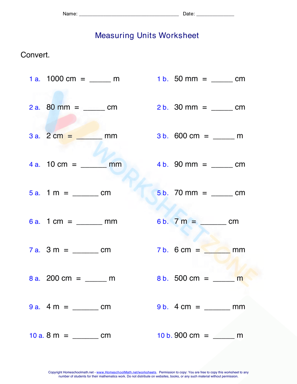 Measuring Units Worksheet 5 - Page 1