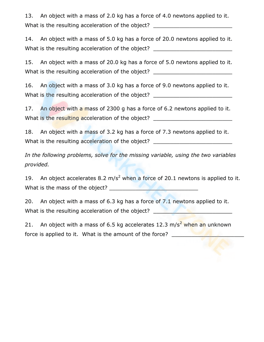 Newton’s Second Law of Motion - Page 3