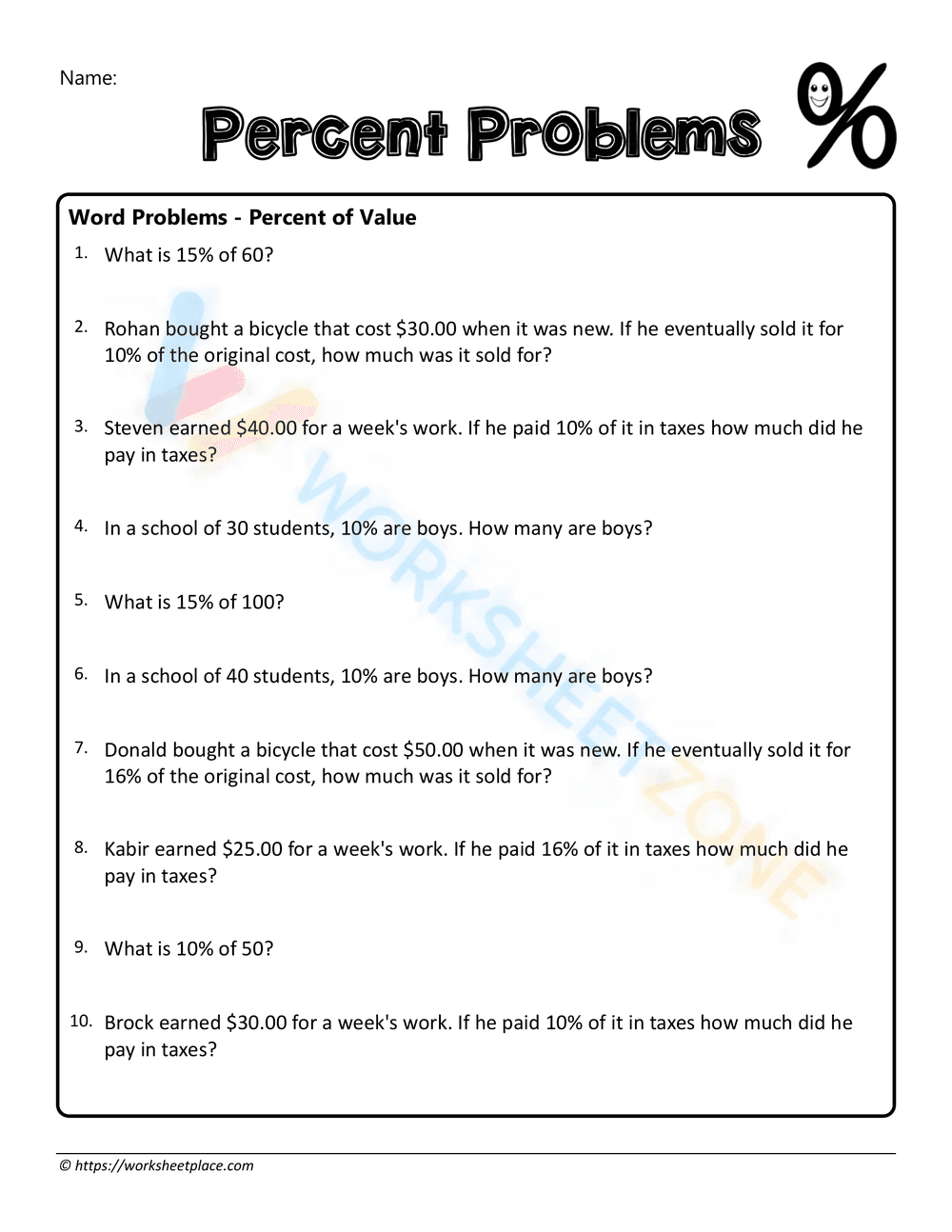 Percent problem 1 - Page 1