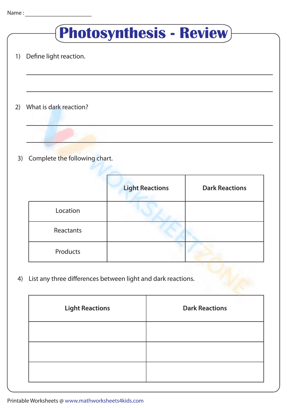 Photosynthesis - Review - Page 1