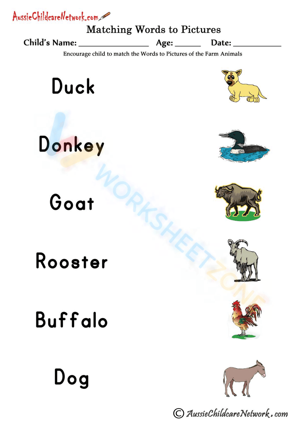 picture word matching 5 - Page 1