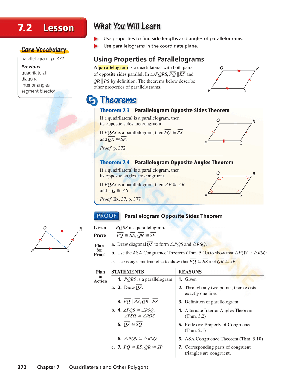 Understand Properties of Parallelograms - Page 2