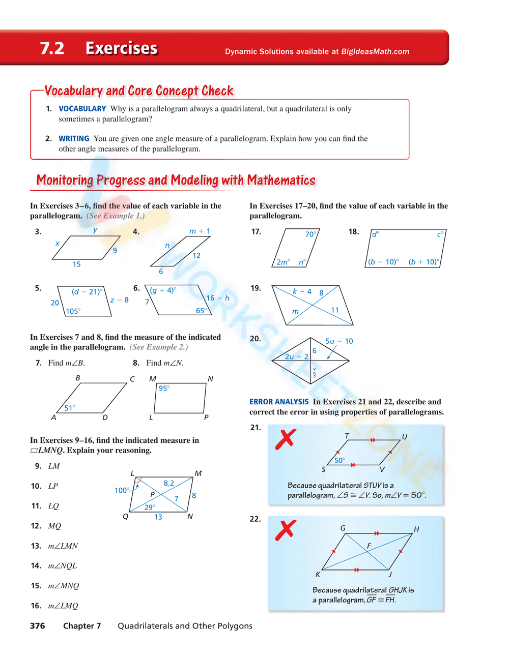 Understand Properties of Parallelograms - Page 6