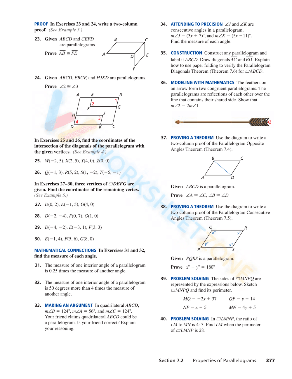 Understand Properties of Parallelograms - Page 7