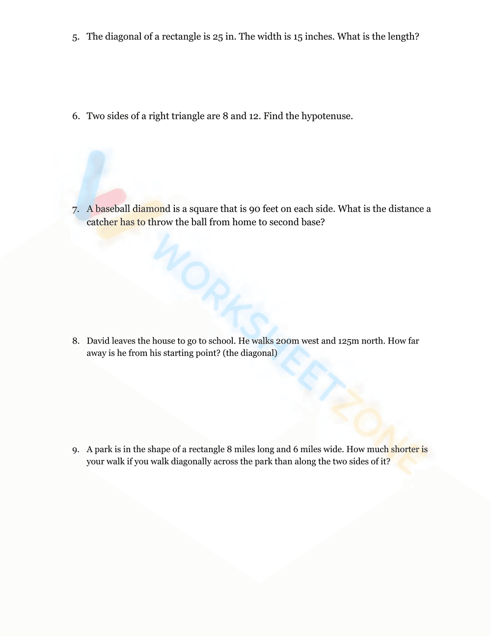 Pythagorean Theorem Word Problems 1 - Page 2