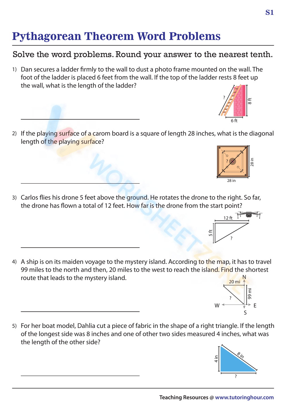 Pythagorean Theorem Word Problems 2 - Page 1