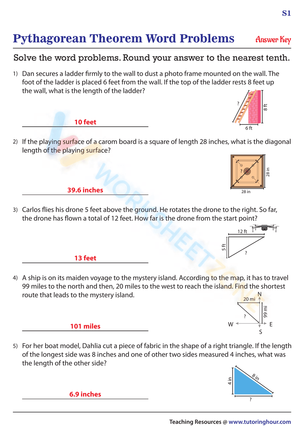Pythagorean Theorem Word Problems 2 - Page 2