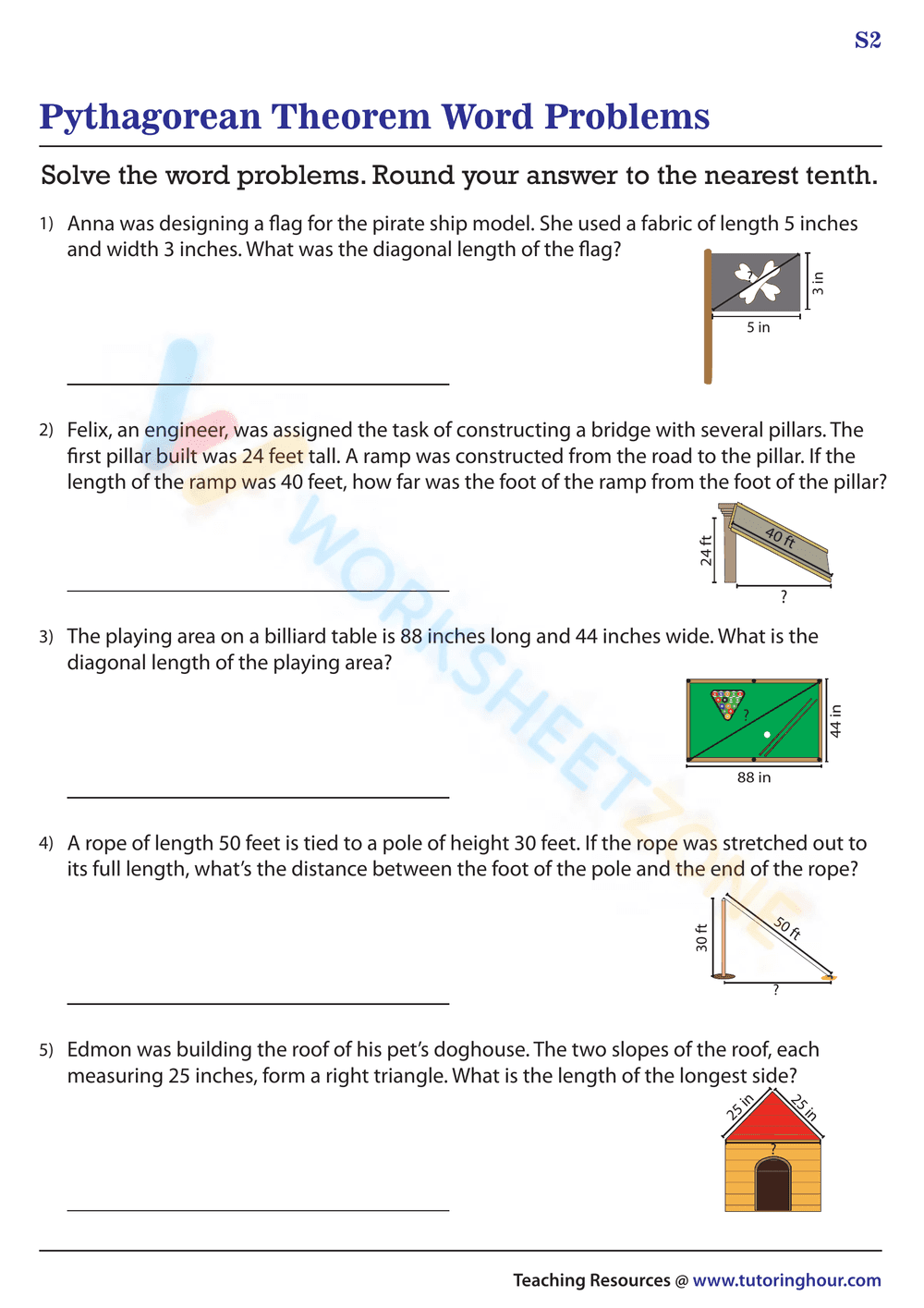 Pythagorean Theorem Word Problems 3 - Page 1