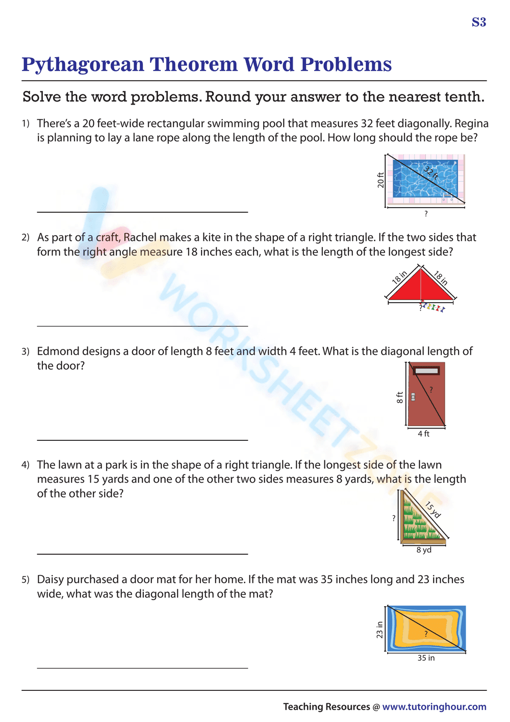 Pythagorean Theorem Word Problems 4 - Page 1
