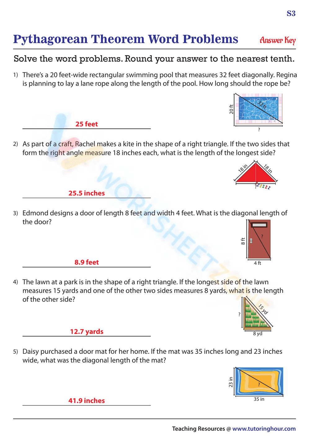 Pythagorean Theorem Word Problems 4 - Page 2