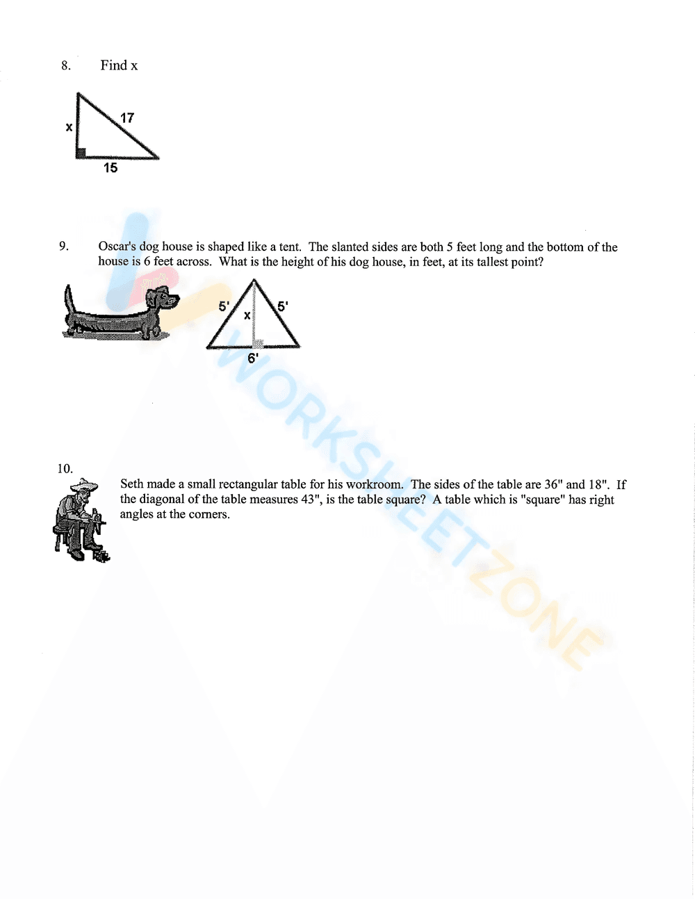 Pythagorean Theorem Word Problems 6 - Page 3