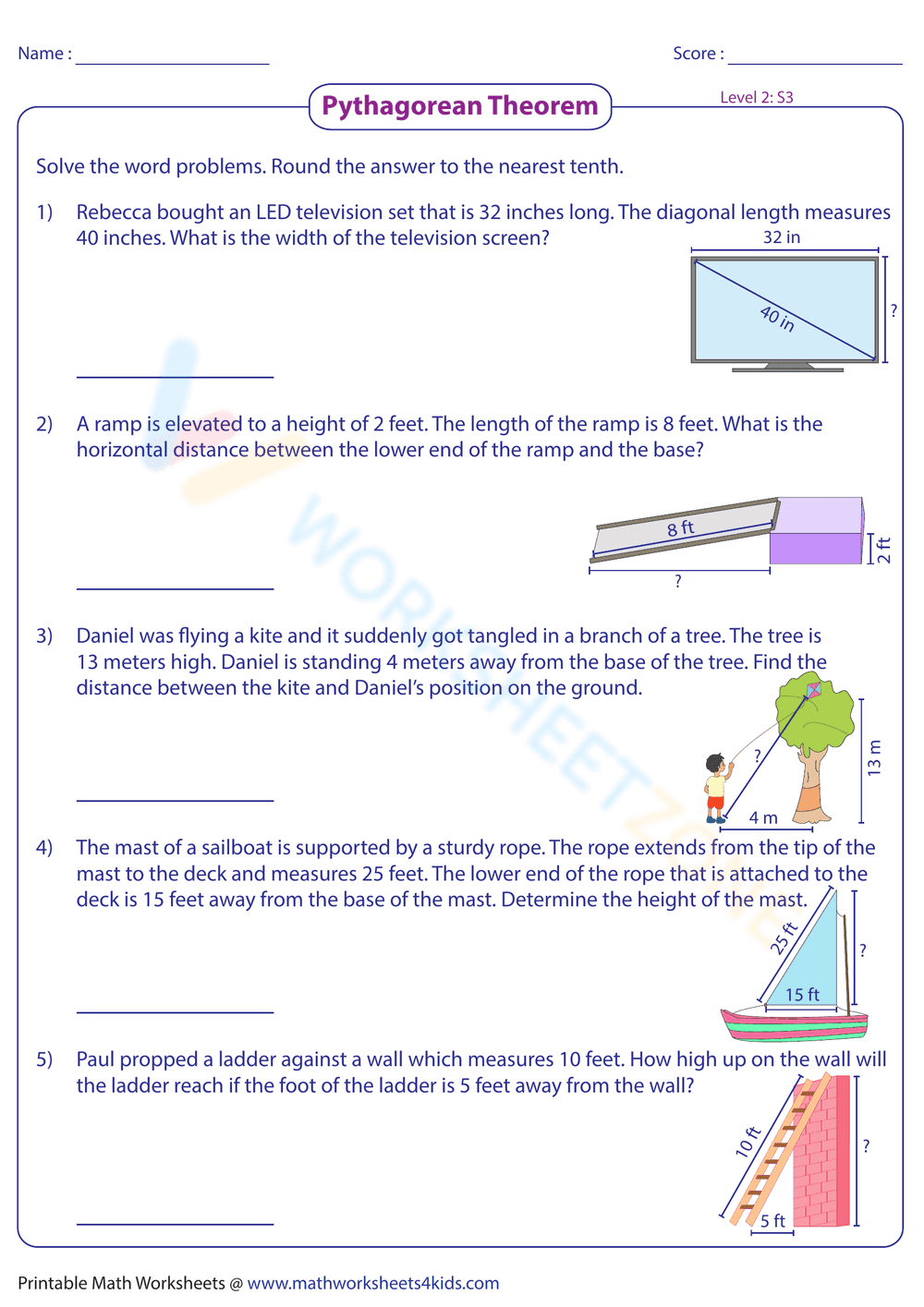 Pythagorean Theorem Word Problems 8 - Page 11