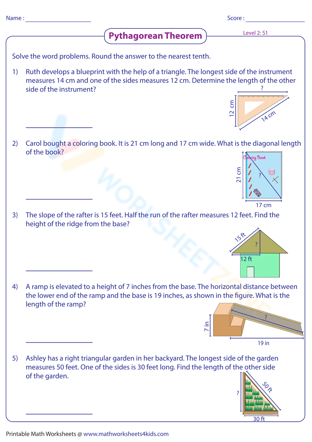 Pythagorean Theorem Word Problems 8 - Page 7
