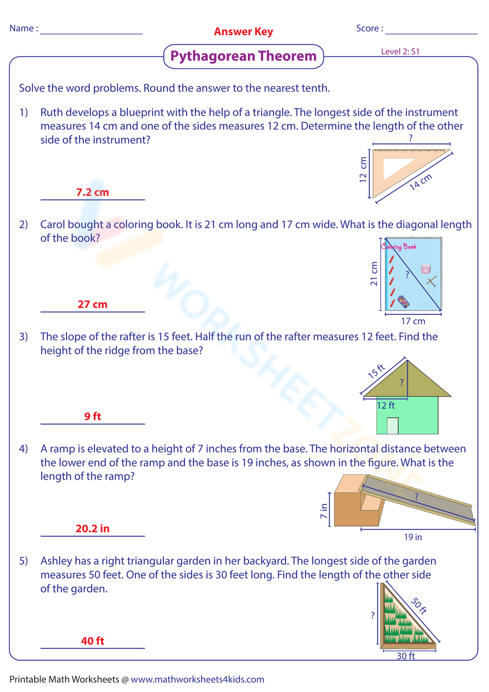 Pythagorean Theorem Word Problems 8 - Page 8