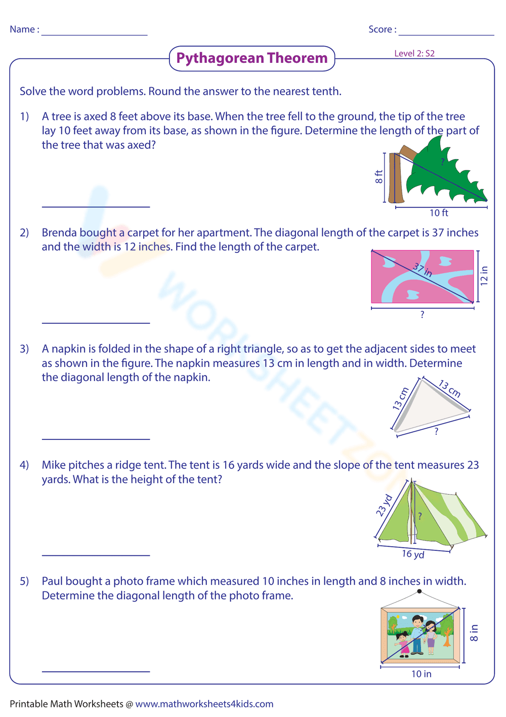 Pythagorean Theorem Word Problems 8 - Page 9