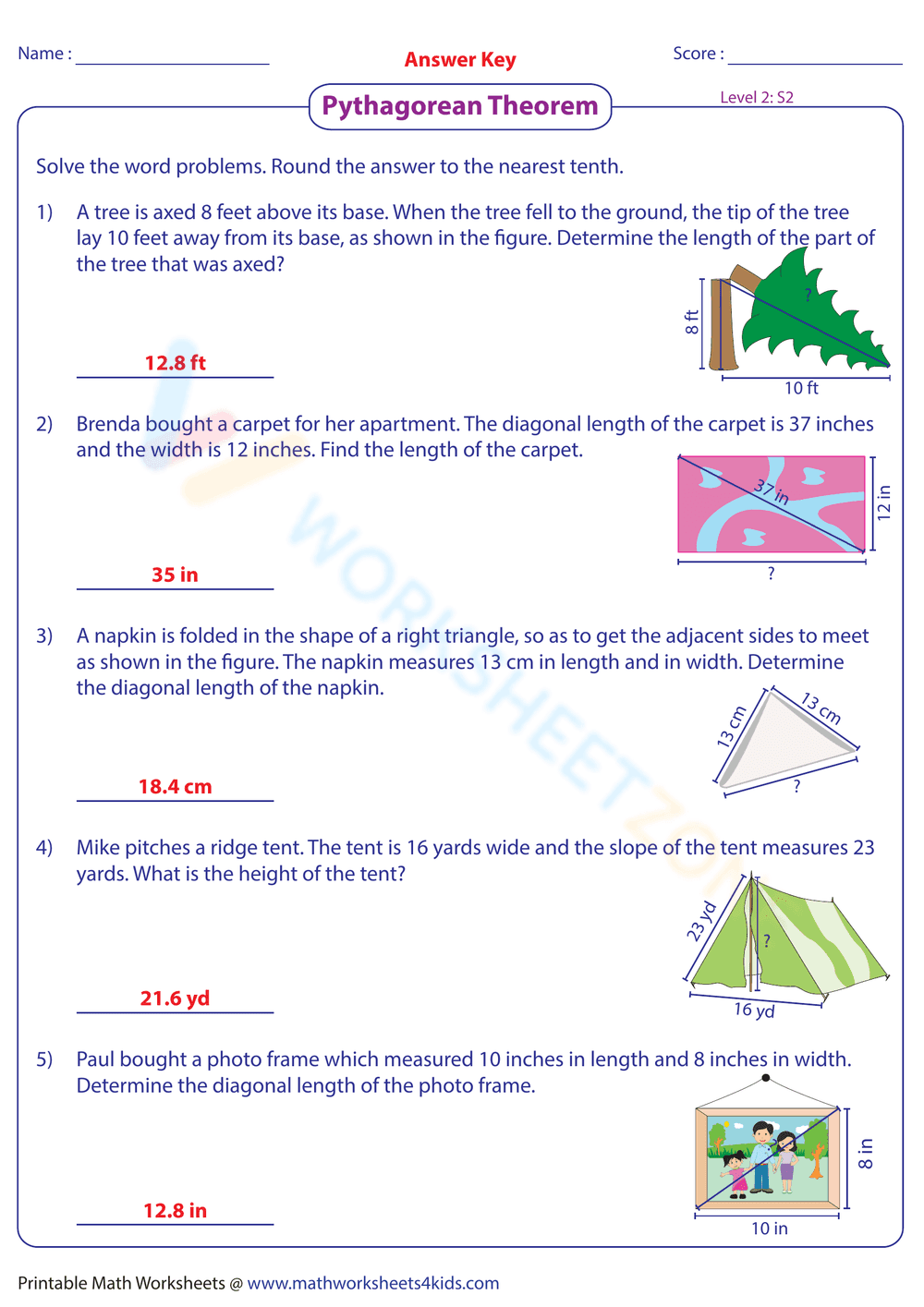 Pythagorean Theorem Word Problems 8 - Page 10