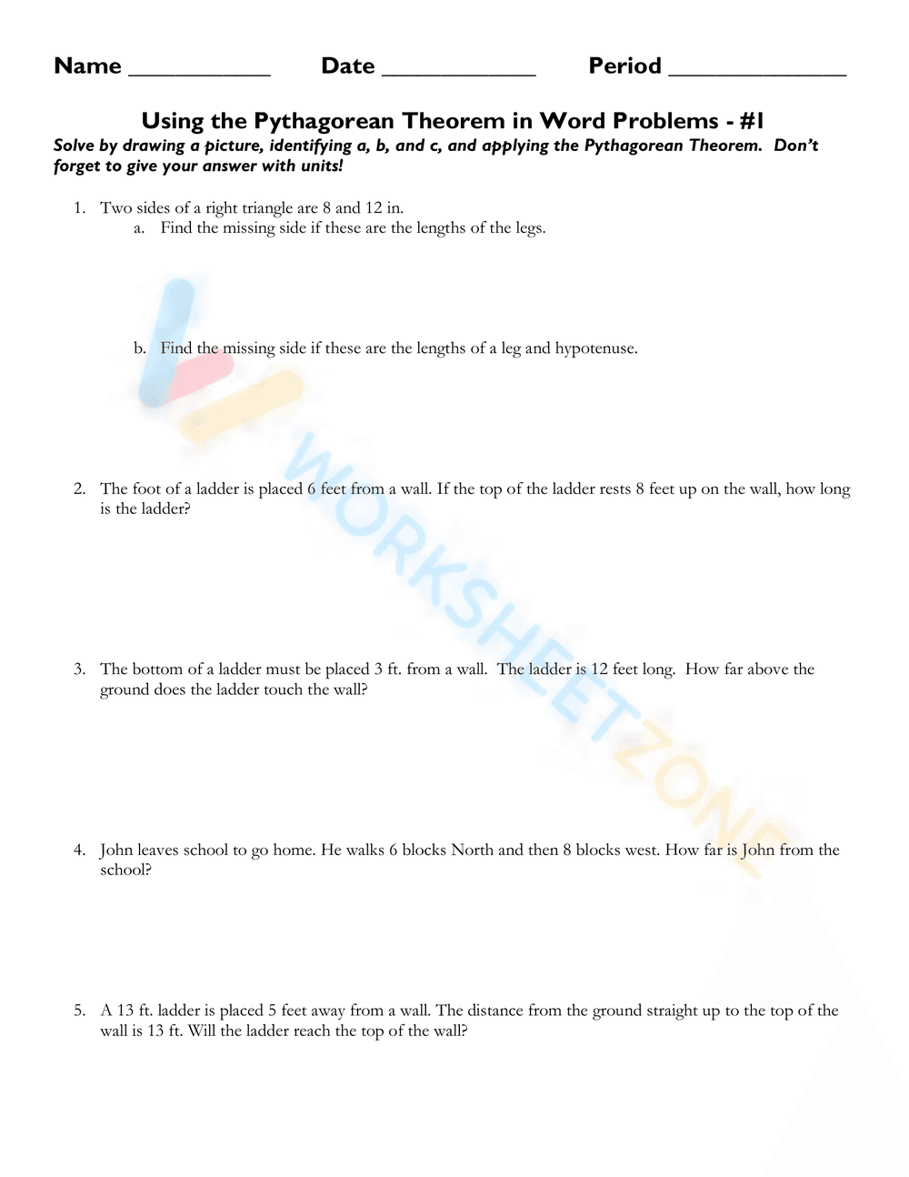Pythagorean Theorem Word Problems 9 - Page 1