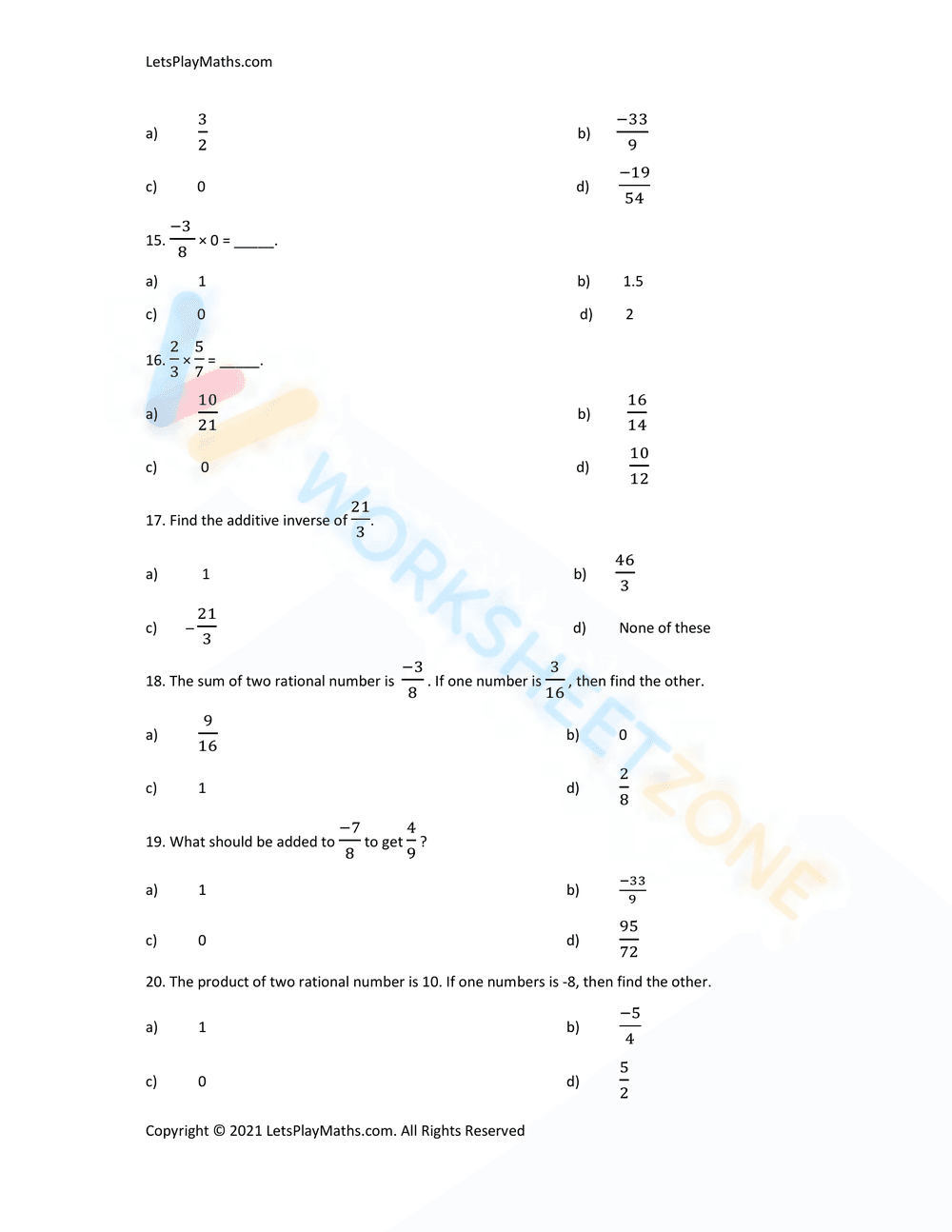 Rational Number Worksheet 3 - Page 3