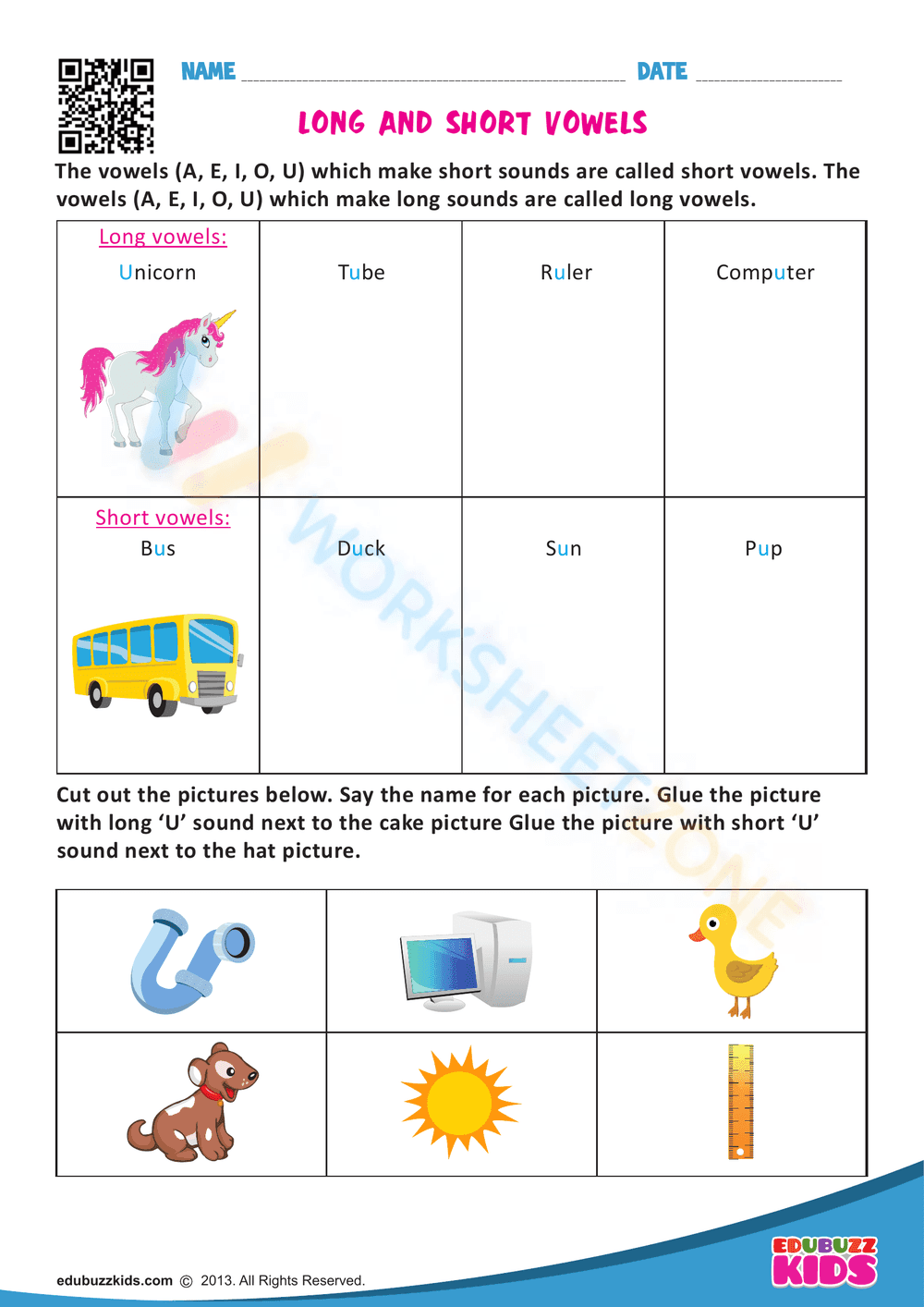 Short and Long A vowels - Page 1