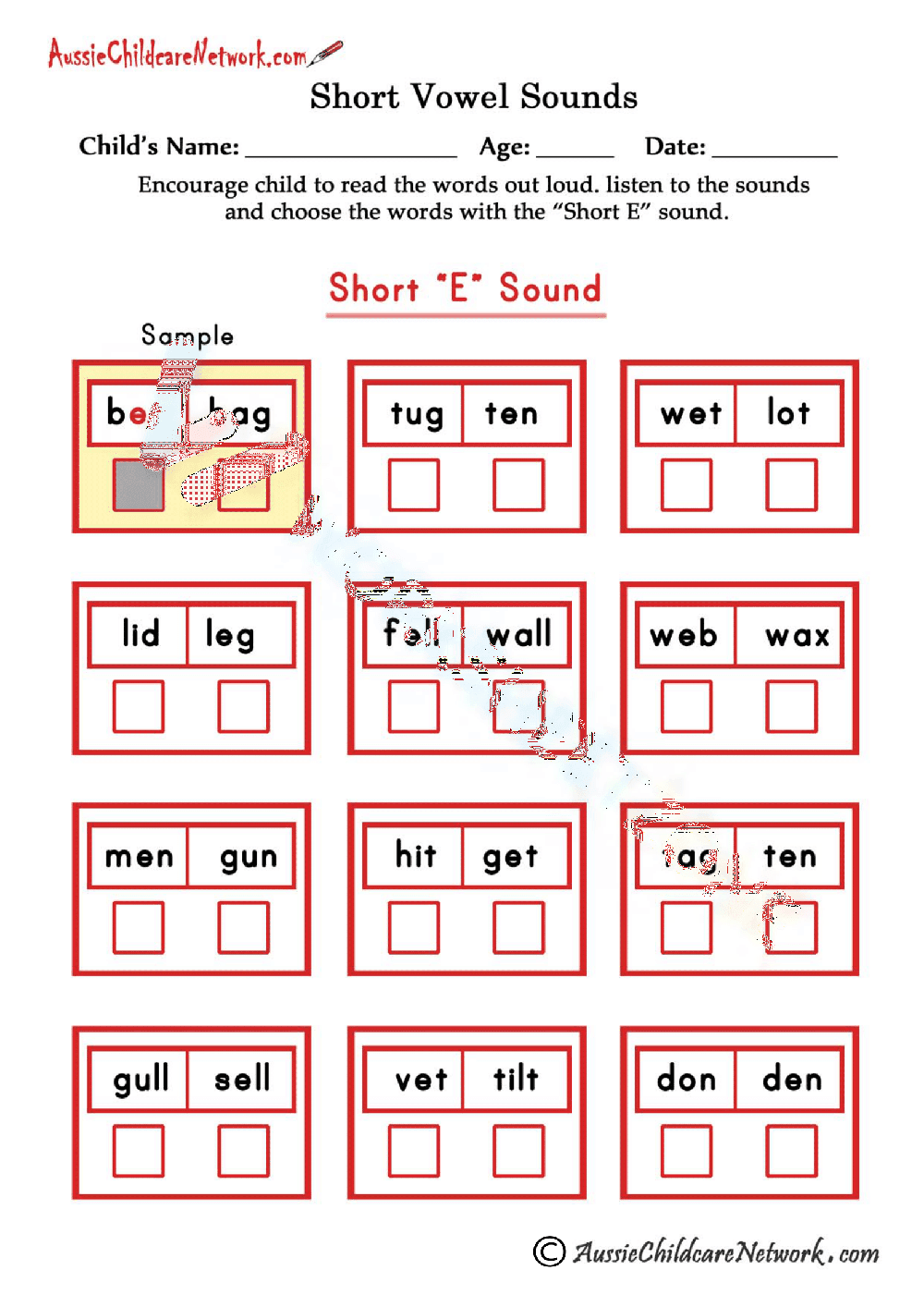 Short E sounds - Page 1