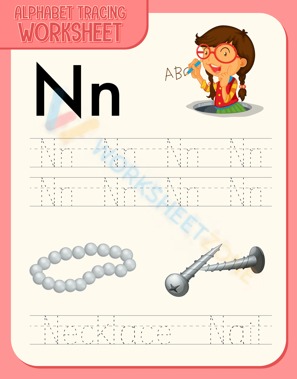 Trace the letter N - Page 1