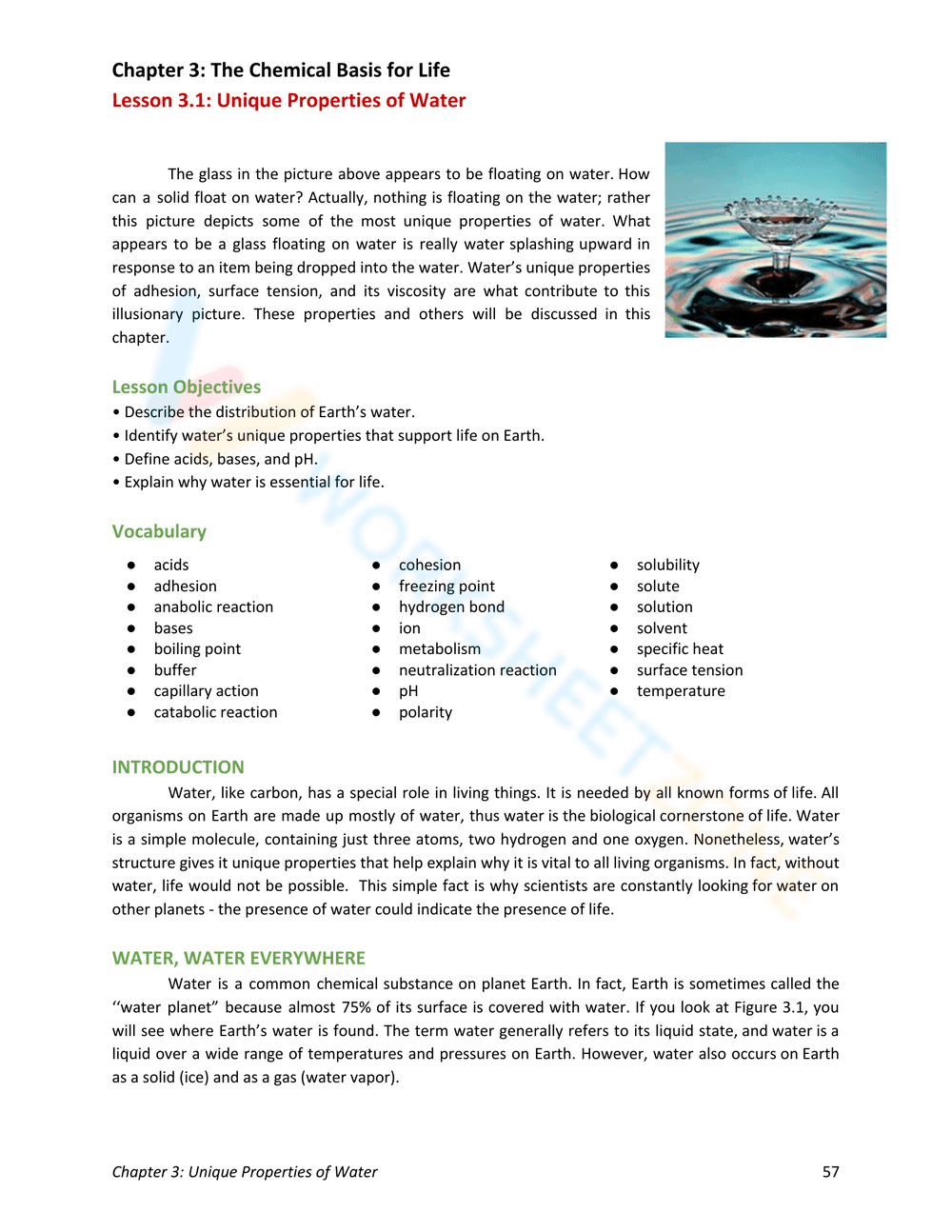 Unique Properties of Water - Page 1