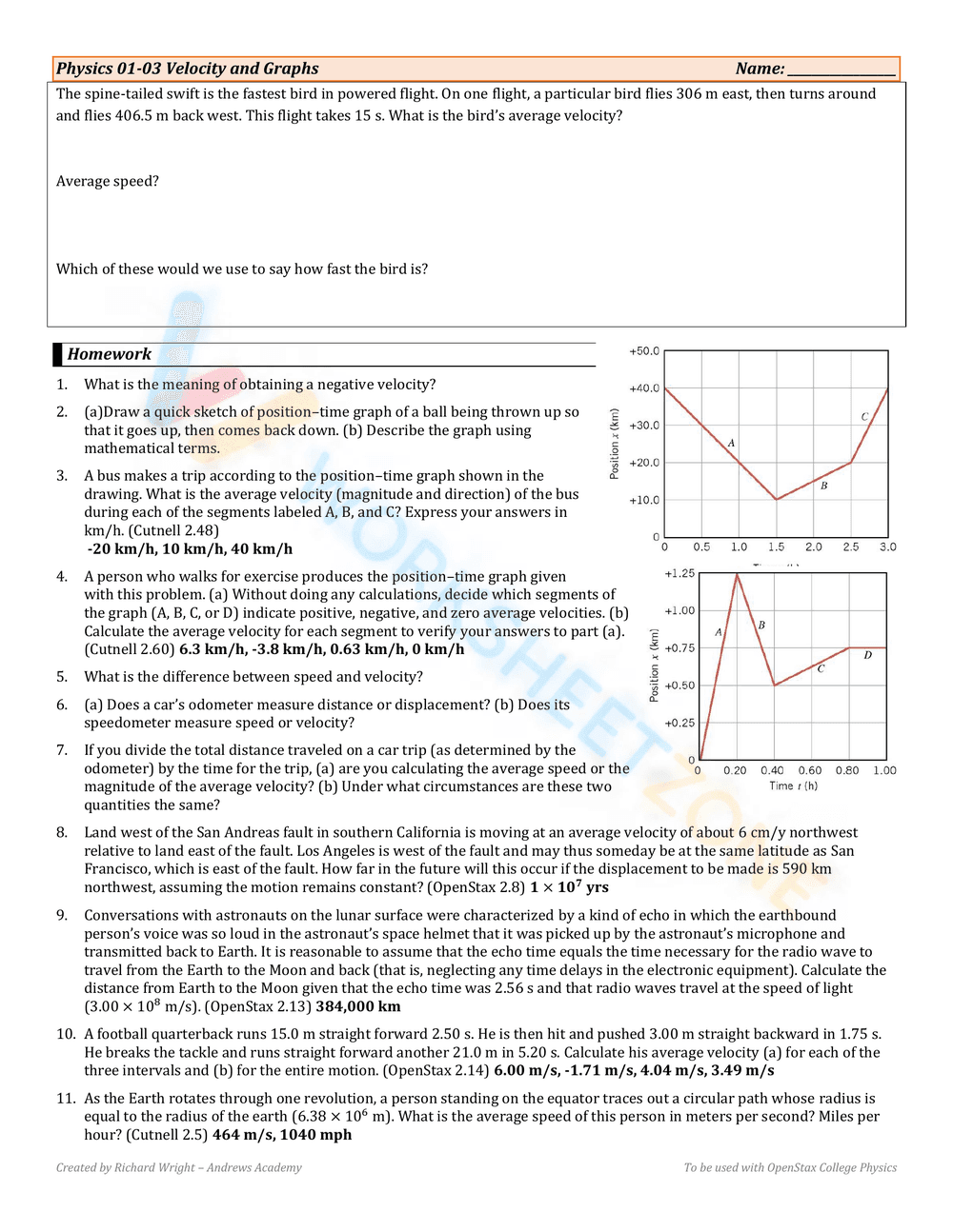 Velocity and Graphs - Page 2