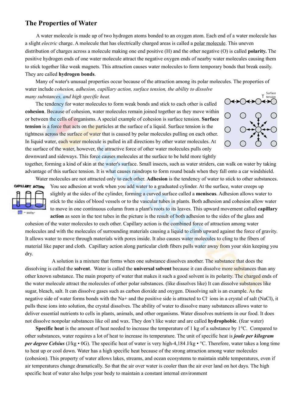 Water Properties - Page 1