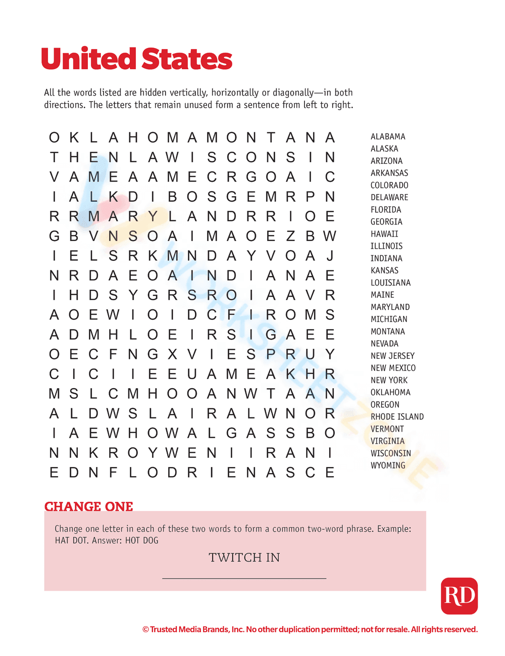 word search printable 10 - Page 1