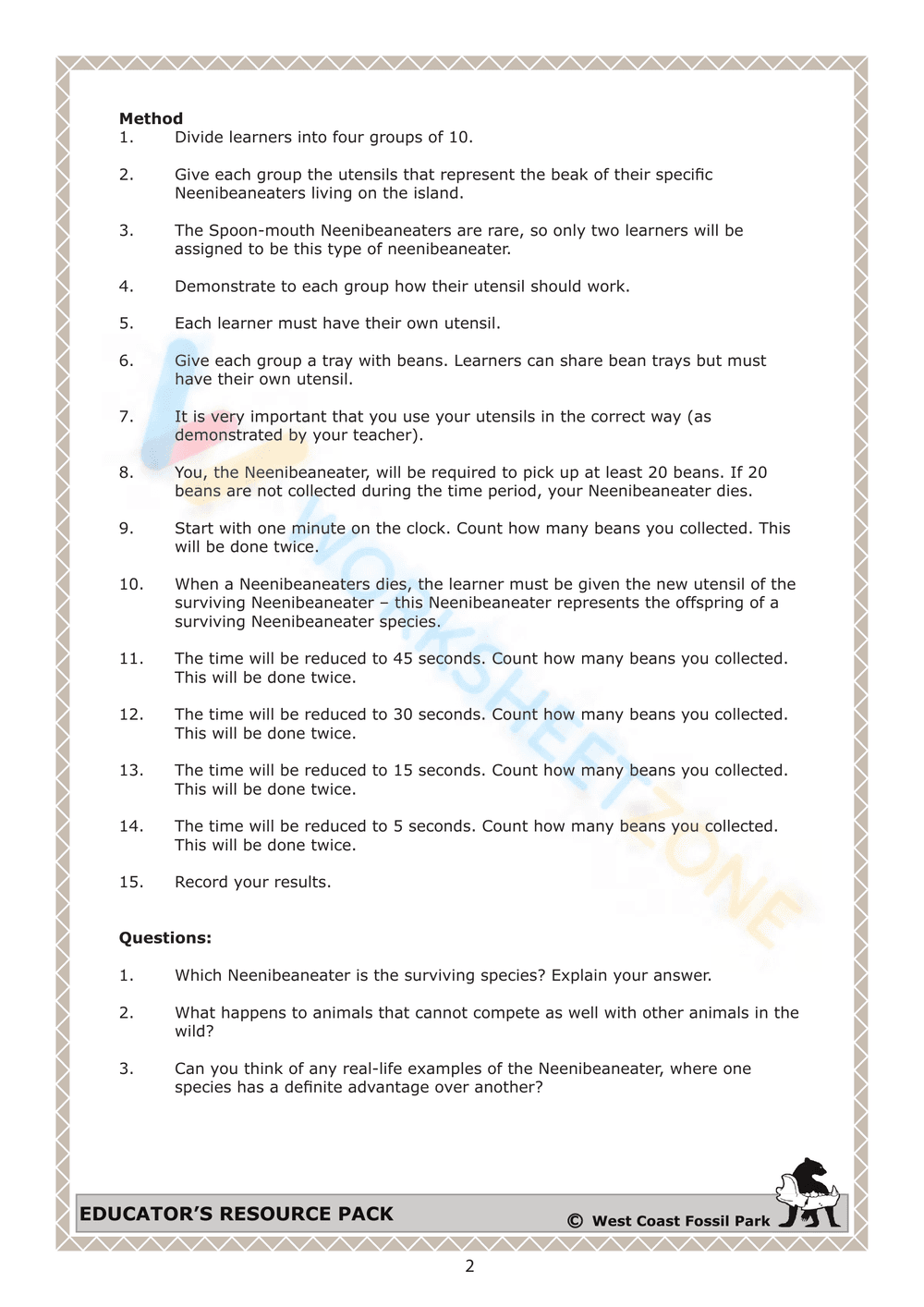Worksheet: The theory of natural selection - Page 2
