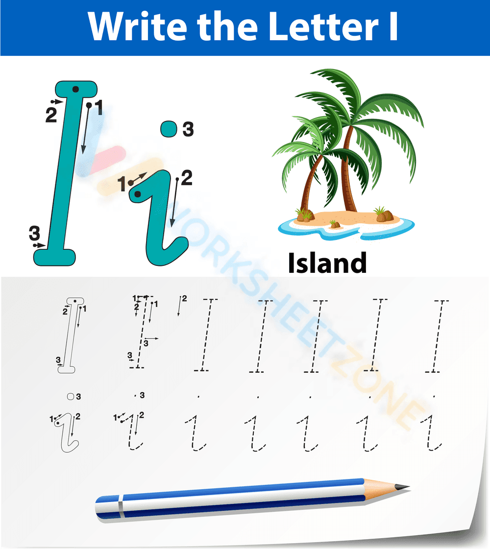 Write letter I - Island - Page 1