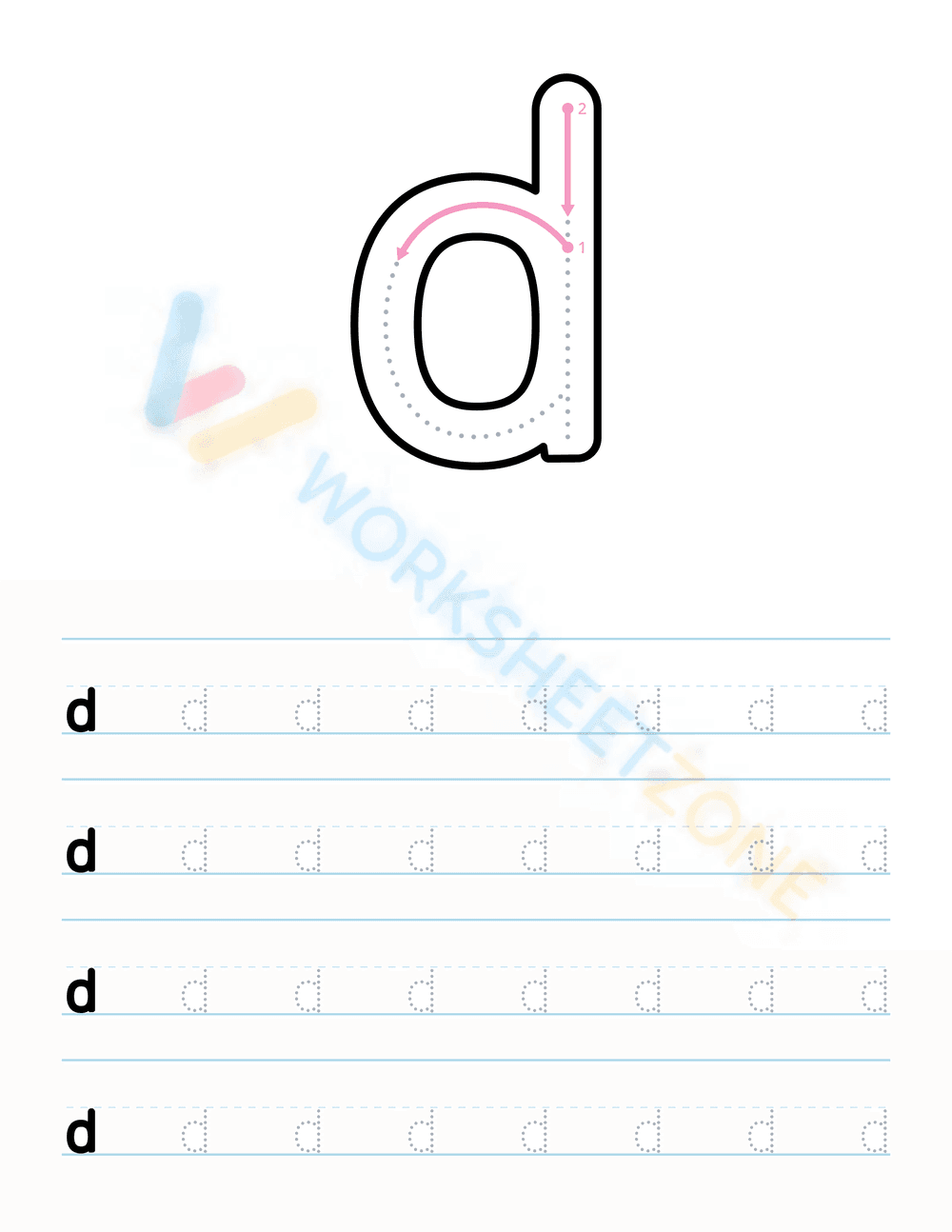 Write the lowercase letter D - Page 1