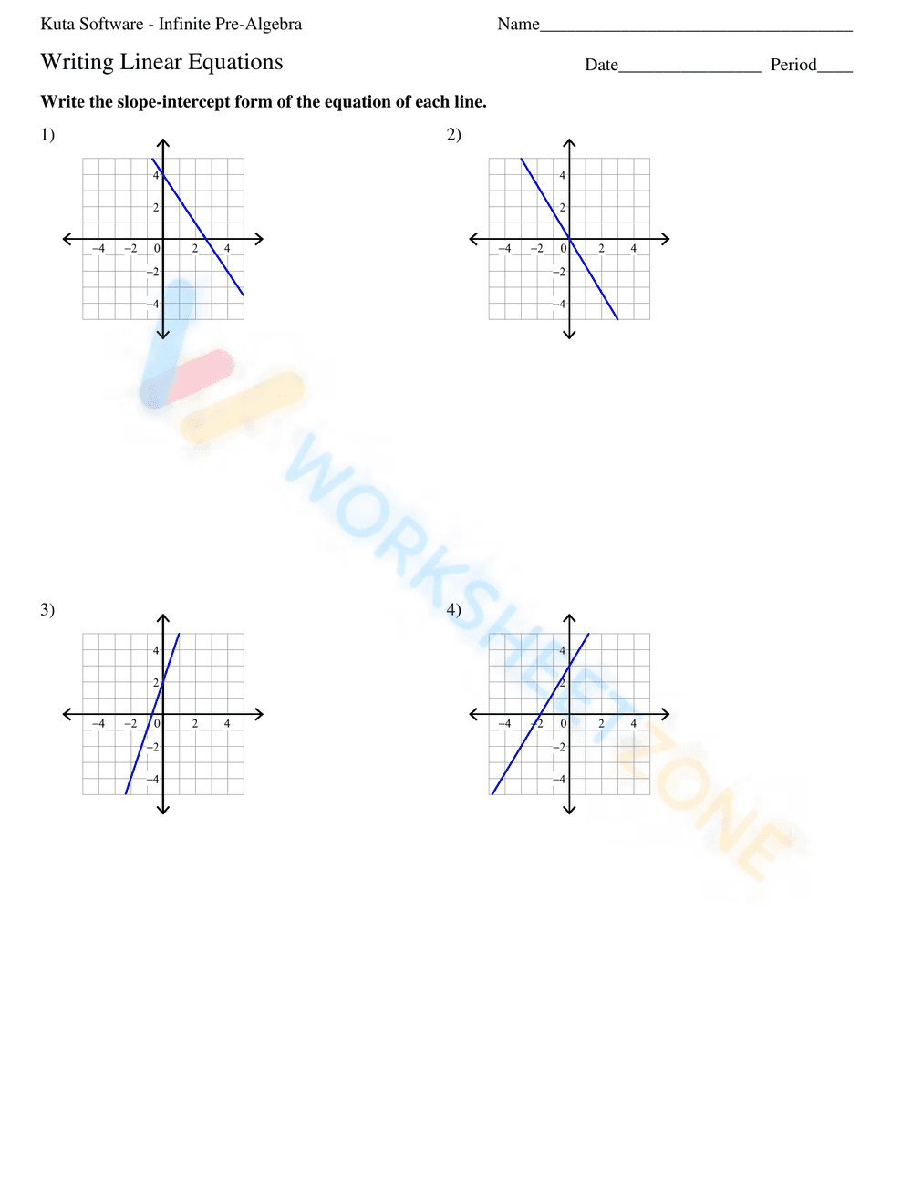 Practice Writing Linear Equations with this Worksheet - Page 1